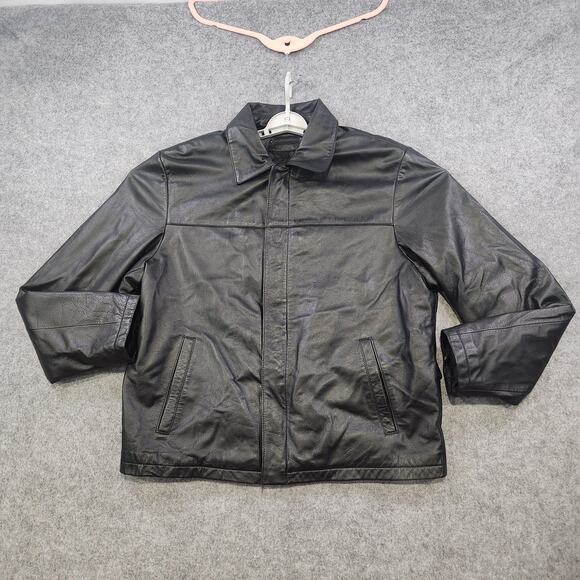 Wilsons Leather Jacket Mens Large Genuine Leather Julian Quilted Lined Black - Picture 3 of 15